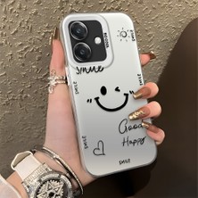 HONTINGA Oppo A3X 5g ile Uyumlu Kılıfı Silikon Kenar Sert Arka Düşüme Önleyici Basitlik Anti Düşme Kamera Korumali Gülümseme Desen Telefon Kılıfı Kadın ve Erkek Için Uygundur K1-0738
