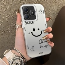 HONTINGA Realme C61 ile Uyumlu Kılıfı Silikon Kenar Sert Arka Düşüme Önleyici Basitlik Anti Düşme Kamera Korumali Gülümseme Desen Telefon Kılıfı Kadın ve Erkek Için Uygundur K1-0738