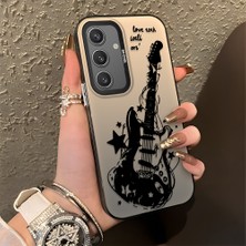 HONTINGA Samsung Galaxy S24 ile Uyumlu Kılıfı Silikon Kenar Sert Arka Düşüme Önleyici Basitlik Anti Düşme Kamera Korumali Gitar Desen Telefon Kılıfı Kadın ve Erkek Için Uygundur K1-0736
