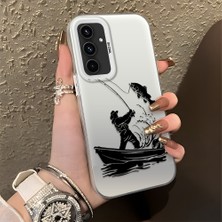 HONTINGA Samsung Galaxy A54 ile Uyumlu Kılıfı Silikon Kenar Sert Arka Düşüme Önleyici Basitlik Anti Düşme Kamera Korumali Balık Tutma Desen Telefon Kılıfı Kadın ve Erkek Için Uygundur K1-0736