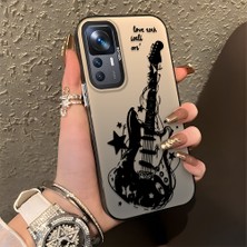 HONTINGA Xiaomi Mi 12T Pro ile Uyumlu Kılıfı Silikon Kenar Sert Arka Düşüme Önleyici Basitlik Anti Düşme Kamera Korumali Gitar Desen Telefon Kılıfı Kadın ve Erkek Için Uygundur K1-0736