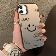 HONTINGA iPhone 12 Mini ile Uyumlu Kılıfı Silikon Kenar Sert Arka Düşüme Önleyici Basitlik Anti Düşme Kamera Korumali Gülümseme Desen Telefon Kılıfı Kadın ve Erkek Için Uygundur K1-0738