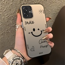 HONTINGA Samsung Galaxy A07 ile Uyumlu Kılıfı Silikon Kenar Sert Arka Düşüme Önleyici Basitlik Anti Düşme Kamera Korumali Gülümseme Desen Telefon Kılıfı Kadın ve Erkek Için Uygundur K1-0738