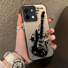 HONTINGA Vivo Y28 ile Uyumlu Kılıfı Silikon Kenar Sert Arka Düşüme Önleyici Basitlik Anti Düşme Kamera Korumali Gitar Desen Telefon Kılıfı Kadın ve Erkek Için Uygundur K1-0736