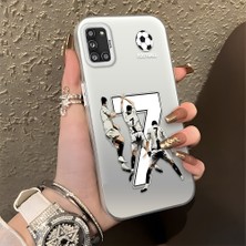 HONTINGA Samsung Galaxy A31 ile Uyumlu Kılıfı Silikon Kenar Sert Arka Düşüme Önleyici Basitlik Anti Düşme Kamera Korumali Cr7 Desen Telefon Kılıfı Kadın ve Erkek Için Uygundur K1-0712