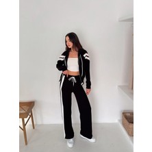 Win Moda Şeritli Eşofman Takımı - Kadın Modal Takım - KAPÜŞONLU-6238