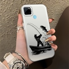 HONTINGA Realme C25Y ile Uyumlu Kılıfı Silikon Kenar Sert Arka Düşüme Önleyici Basitlik Anti Düşme Kamera Korumali Balık Tutma Desen Telefon Kılıfı Kadın ve Erkek Için Uygundur K1-0736