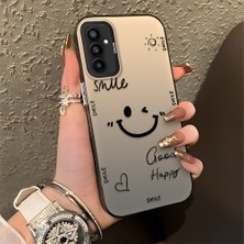 HONTINGA Samsung Galaxy M13 ile Uyumlu Kılıfı Silikon Kenar Sert Arka Düşüme Önleyici Basitlik Anti Düşme Kamera Korumali Gülümseme Desen Telefon Kılıfı Kadın ve Erkek Için Uygundur K1-0738