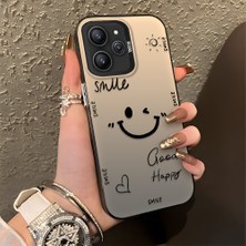 HONTINGA Xiaomi Redmi 12 ile Uyumlu Kılıfı Silikon Kenar Sert Arka Düşüme Önleyici Basitlik Anti Düşme Kamera Korumali Gülümseme Desen Telefon Kılıfı Kadın ve Erkek Için Uygundur K1-0738
