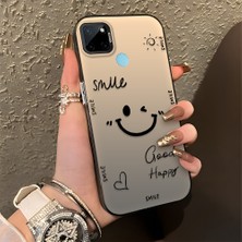 HONTINGA Realme C25Y ile Uyumlu Kılıfı Silikon Kenar Sert Arka Düşüme Önleyici Basitlik Anti Düşme Kamera Korumali Gülümseme Desen Telefon Kılıfı Kadın ve Erkek Için Uygundur K1-0738