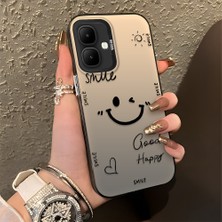HONTINGA Infinix Smart 10 ile Uyumlu Kılıfı Silikon Kenar Sert Arka Düşüme Önleyici Basitlik Anti Düşme Kamera Korumali Gülümseme Desen Telefon Kılıfı Kadın ve Erkek Için Uygundur K1-0738