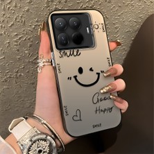 HONTINGA Xiaomi 15T Pro ile Uyumlu Kılıfı Silikon Kenar Sert Arka Düşüme Önleyici Basitlik Anti Düşme Kamera Korumali Gülümseme Desen Telefon Kılıfı Kadın ve Erkek Için Uygundur K1-0738