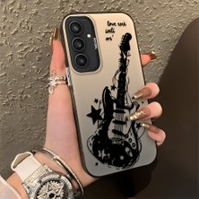 HONTINGA Samsung Galaxy S23 Fe ile Uyumlu Kılıfı Silikon Kenar Sert Arka Düşüme Önleyici Basitlik Anti Düşme Kamera Korumali Gitar Desen Telefon Kılıfı Kadın ve Erkek Için Uygundur K1-0736