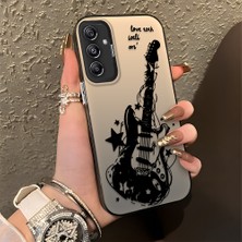 HONTINGA Samsung Galaxy A24 ile Uyumlu Kılıfı Silikon Kenar Sert Arka Düşüme Önleyici Basitlik Anti Düşme Kamera Korumali Gitar Desen Telefon Kılıfı Kadın ve Erkek Için Uygundur K1-0736