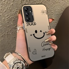 HONTINGA Samsung Galaxy A14 ile Uyumlu Kılıfı Silikon Kenar Sert Arka Düşüme Önleyici Basitlik Anti Düşme Kamera Korumali Gülümseme Desen Telefon Kılıfı Kadın ve Erkek Için Uygundur K1-0738
