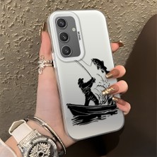 HONTINGA Samsung Galaxy S24 ile Uyumlu Kılıfı Silikon Kenar Sert Arka Düşüme Önleyici Basitlik Anti Düşme Kamera Korumali Balık Tutma Desen Telefon Kılıfı Kadın ve Erkek Için Uygundur K1-0736