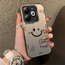 HONTINGA Infinix Smart 8 Pro ile Uyumlu Kılıfı Silikon Kenar Sert Arka Düşüme Önleyici Basitlik Anti Düşme Kamera Korumali Gülümseme Desen Telefon Kılıfı Kadın ve Erkek Için Uygundur K1-0738