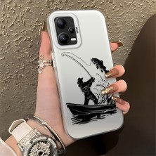 HONTINGA Xiaomi Redmi Note 12 5g ile Uyumlu Kılıfı Silikon Kenar Sert Arka Düşüme Önleyici Basitlik Anti Düşme Kamera Korumali Balık Tutma Desen Telefon Kılıfı Kadın ve Erkek Için Uygundur K1-0736