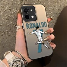 HONTINGA Vivo Y28 ile Uyumlu Kılıfı Silikon Kenar Sert Arka Düşüme Önleyici Basitlik Anti Düşme Kamera Korumali Cr7 Desen Telefon Kılıfı Kadın ve Erkek Için Uygundur K1-0727