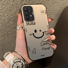 HONTINGA Samsung Galaxy A32 ile Uyumlu Kılıfı Silikon Kenar Sert Arka Düşüme Önleyici Basitlik Anti Düşme Kamera Korumali Gülümseme Desen Telefon Kılıfı Kadın ve Erkek Için Uygundur K1-0738