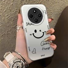 HONTINGA Xiaomi Redmi 14C ile Uyumlu Kılıfı Silikon Kenar Sert Arka Düşüme Önleyici Basitlik Anti Düşme Kamera Korumali Gülümseme Desen Telefon Kılıfı Kadın ve Erkek Için Uygundur K1-0738