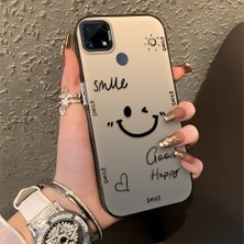 HONTINGA Realme C15 ile Uyumlu Kılıfı Silikon Kenar Sert Arka Düşüme Önleyici Basitlik Anti Düşme Kamera Korumali Gülümseme Desen Telefon Kılıfı Kadın ve Erkek Için Uygundur K1-0738