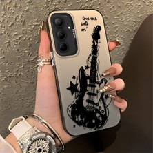 HONTINGA Samsung Galaxy A35 ile Uyumlu Kılıfı Silikon Kenar Sert Arka Düşüme Önleyici Basitlik Anti Düşme Kamera Korumali Gitar Desen Telefon Kılıfı Kadın ve Erkek Için Uygundur K1-0736