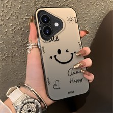 HONTINGA iPhone 16 Plus ile Uyumlu Kılıfı Silikon Kenar Sert Arka Düşüme Önleyici Basitlik Anti Düşme Kamera Korumali Gülümseme Desen Telefon Kılıfı Kadın ve Erkek Için Uygundur K1-0738