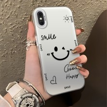 HONTINGA iPhone x ile Uyumlu Kılıfı Silikon Kenar Sert Arka Düşüme Önleyici Basitlik Anti Düşme Kamera Korumali Gülümseme Desen Telefon Kılıfı Kadın ve Erkek Için Uygundur K1-0738