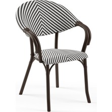Tilia Flash-N Polipropilen Kollu Sandalye Venge Ayak Siyah Beyaz File - Bahçe, Balkon, Dış Mekan, Kafe, Restoran Için