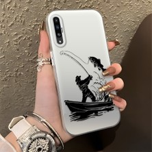 HONTINGA Samsung Galaxy A50S ile Uyumlu Kılıfı Silikon Kenar Sert Arka Düşüme Önleyici Basitlik Anti Düşme Kamera Korumali Balık Tutma Desen Telefon Kılıfı Kadın ve Erkek Için Uygundur K1-0736