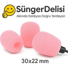 Btn 3'lü Pembe Mikrofon Süngeri - Motosiklet Interkom & Yaka Mikrofon Uyumlu