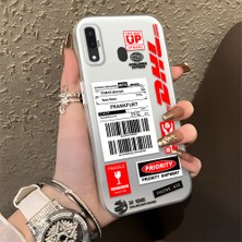 HONTINGA Samsung Galaxy A20 ile Uyumlu Kılıfı Silikon Kenar Sert Arka Düşüme Önleyici Basitlik Anti Düşme Kamera Korumali Dhl Desen Telefon Kılıfı Kadın ve Erkek Için Uygundur K1-0735