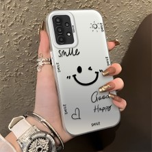 HONTINGA Samsung Galaxy A13 4g ile Uyumlu Kılıfı Silikon Kenar Sert Arka Düşüme Önleyici Basitlik Anti Düşme Kamera Korumali Gülümseme Desen Telefon Kılıfı Kadın ve Erkek Için Uygundur K1-0738