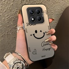 HONTINGA Xiaomi Redmi Note 14 Pro ile Uyumlu Kılıfı Silikon Kenar Sert Arka Düşüme Önleyici Basitlik Anti Düşme Kamera Korumali Gülümseme Desen Telefon Kılıfı Kadın ve Erkek Için Uygundur K1-0738