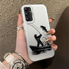 HONTINGA Samsung Galaxy A14 ile Uyumlu Kılıfı Silikon Kenar Sert Arka Düşüme Önleyici Basitlik Anti Düşme Kamera Korumali Balık Tutma Desen Telefon Kılıfı Kadın ve Erkek Için Uygundur K1-0736