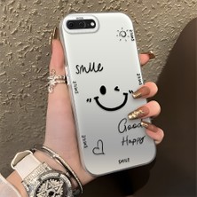 HONTINGA iPhone 8 Plus ile Uyumlu Kılıfı Silikon Kenar Sert Arka Düşüme Önleyici Basitlik Anti Düşme Kamera Korumali Gülümseme Desen Telefon Kılıfı Kadın ve Erkek Için Uygundur K1-0738