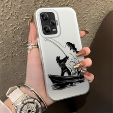 HONTINGA Redmi Note 12 Pro 5g ile Uyumlu Kılıfı Silikon Kenar Sert Arka Düşüme Önleyici Basitlik Anti Düşme Kamera Korumali Balık Tutma Desen Telefon Kılıfı Kadın ve Erkek Için Uygundur K1-0736