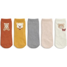 Solde Sevimli Ayıcık Desenli 5'li Bebek Çorap Seti – Renkli ve Yumuşak Tasarım