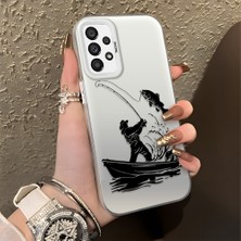 HONTINGA Samsung Galaxy A73 ile Uyumlu Kılıfı Silikon Kenar Sert Arka Düşüme Önleyici Basitlik Anti Düşme Kamera Korumali Balık Tutma Desen Telefon Kılıfı Kadın ve Erkek Için Uygundur K1-0736