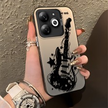 HONTINGA Infinix Smart 8 ile Uyumlu Kılıfı Silikon Kenar Sert Arka Düşüme Önleyici Basitlik Anti Düşme Kamera Korumali Gitar Desen Telefon Kılıfı Kadın ve Erkek Için Uygundur K1-0736