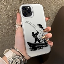 HONTINGA iPhone 11 Pro Max ile Uyumlu Kılıfı Silikon Kenar Sert Arka Düşüme Önleyici Basitlik Anti Düşme Kamera Korumali Balık Tutma Desen Telefon Kılıfı Kadın ve Erkek Için Uygundur K1-0736