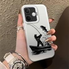 HONTINGA Oppo A5 Pro 5g ile Uyumlu Kılıfı Silikon Kenar Sert Arka Düşüme Önleyici Basitlik Anti Düşme Kamera Korumali Balık Tutma Desen Telefon Kılıfı Kadın ve Erkek Için Uygundur K1-0736