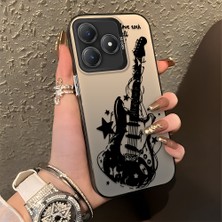 HONTINGA Realme C63 ile Uyumlu Kılıfı Silikon Kenar Sert Arka Düşüme Önleyici Basitlik Anti Düşme Kamera Korumali Gitar Desen Telefon Kılıfı Kadın ve Erkek Için Uygundur K1-0736