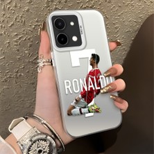 HONTINGA Vivo Y28 ile Uyumlu Kılıfı Silikon Kenar Sert Arka Düşüme Önleyici Basitlik Anti Düşme Kamera Korumali Cr7 Desen Telefon Kılıfı Kadın ve Erkek Için Uygundur K1-0727