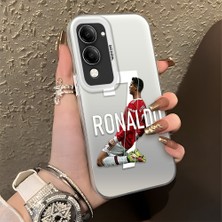 HONTINGA Vivo Y29S ile Uyumlu Kılıfı Silikon Kenar Sert Arka Düşüme Önleyici Basitlik Anti Düşme Kamera Korumali Cr7 Desen Telefon Kılıfı Kadın ve Erkek Için Uygundur K1-0727