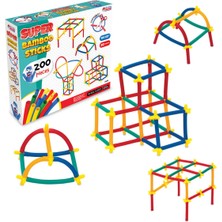 SAYICI Kids Eğlenceli Bambu Çubuklar 200 Parça | +3 Yaş Yaratıcı Stem Yapı Seti | Esnek Inşaat Parçaları