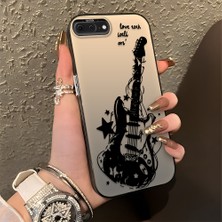HONTINGA iPhone 8 Plus ile Uyumlu Kılıfı Silikon Kenar Sert Arka Düşüme Önleyici Basitlik Anti Düşme Kamera Korumali Gitar Desen Telefon Kılıfı Kadın ve Erkek Için Uygundur K1-0736