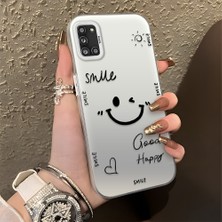 HONTINGA Samsung Galaxy A31 ile Uyumlu Kılıfı Silikon Kenar Sert Arka Düşüme Önleyici Basitlik Anti Düşme Kamera Korumali Gülümseme Desen Telefon Kılıfı Kadın ve Erkek Için Uygundur K1-0738