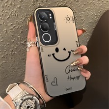 HONTINGA Vivo Y19S ile Uyumlu Kılıfı Silikon Kenar Sert Arka Düşüme Önleyici Basitlik Anti Düşme Kamera Korumali Gülümseme Desen Telefon Kılıfı Kadın ve Erkek Için Uygundur K1-0738